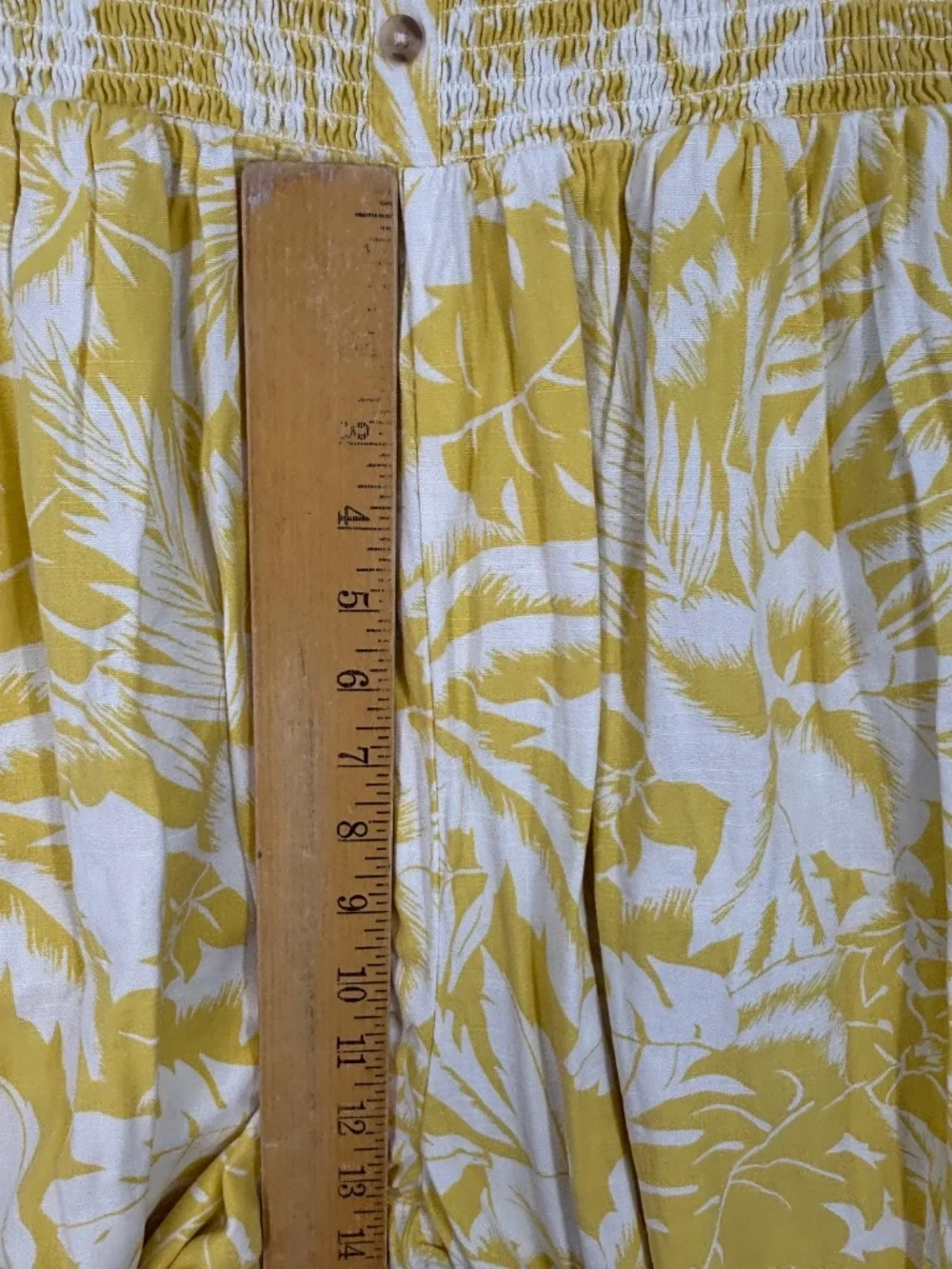 Billabong Womens Large Strapless Jumpsuit Yellow White Tropical Floral Wide Leg - Picture 6 of 12